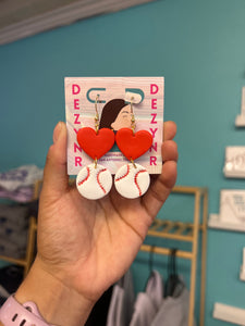 Earrings- Baseball hearts