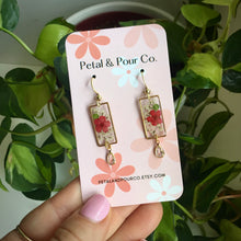 Real Flower Rectangle Earring