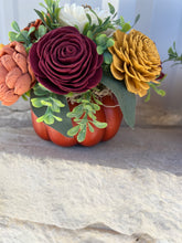 Faux pumpkin with Sola Wood Flowers