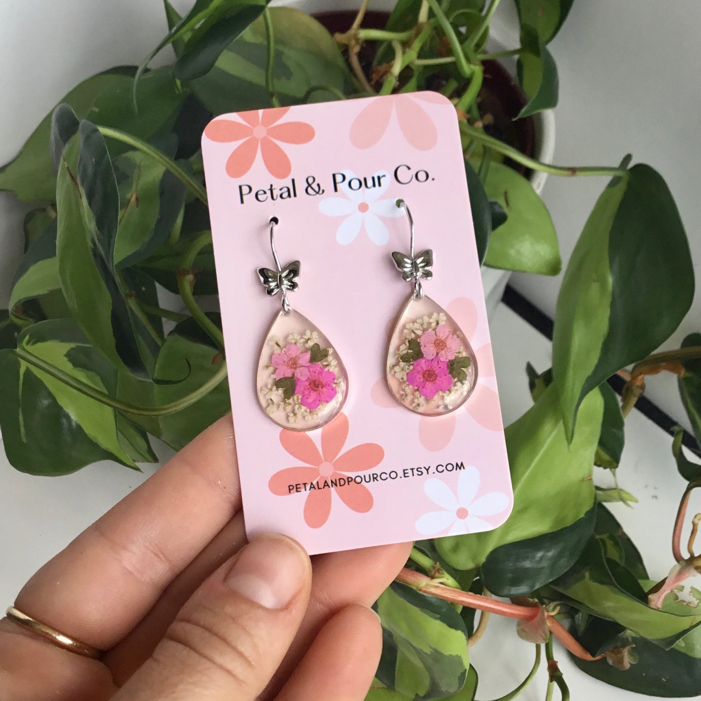 Real Flower Teardrop Earring