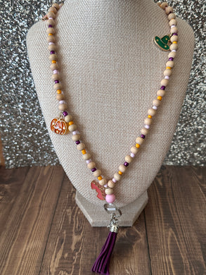 Lanyard - Halloween with pumpkin, bat, and witch hat charm