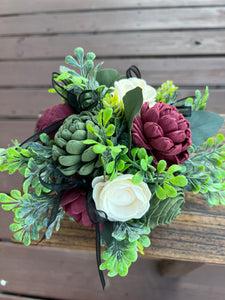 Sola wood flower arrangement in orange ceramic pumpkin