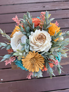 Sola wood floral arrangement in mushroom planter