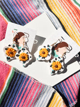 Earrings- Cowprint sunflower