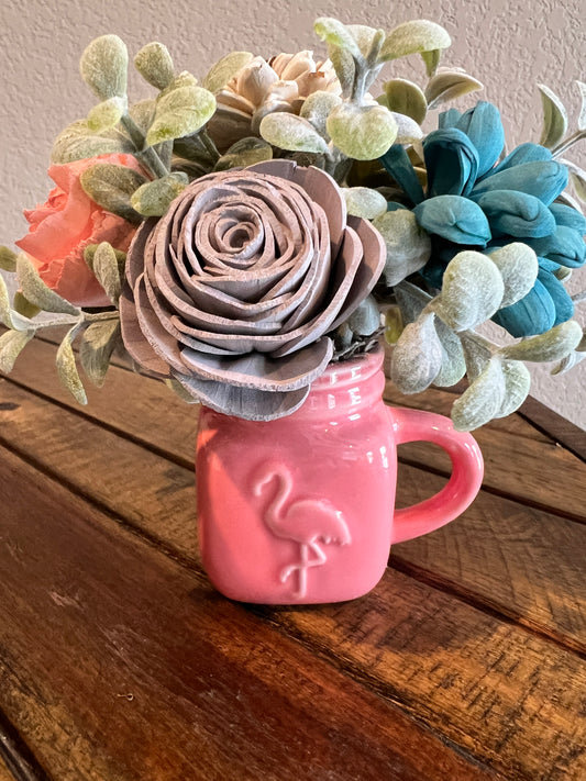 Sola wood flowers in small Cup pink with Flamingo
