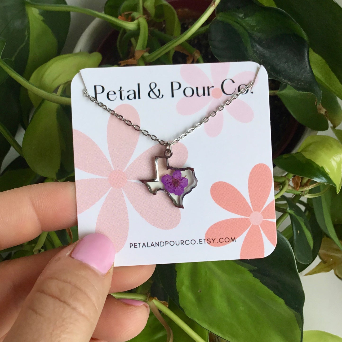 Real Flower Texas Necklace (Silver)