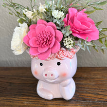 Sola wood floral arrangement in ceramic pink pig