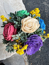 Sola Wood flowers in square ceramic container