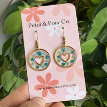 Real Flower Heart Earring