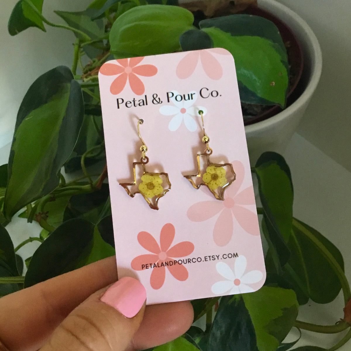 Real Flower Texas Earrings