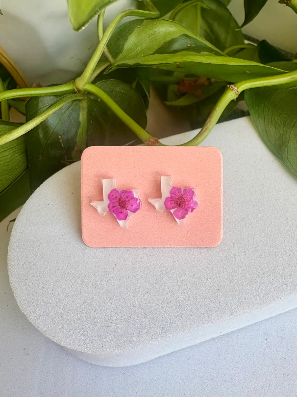 Real Flower Texas Stud Earring