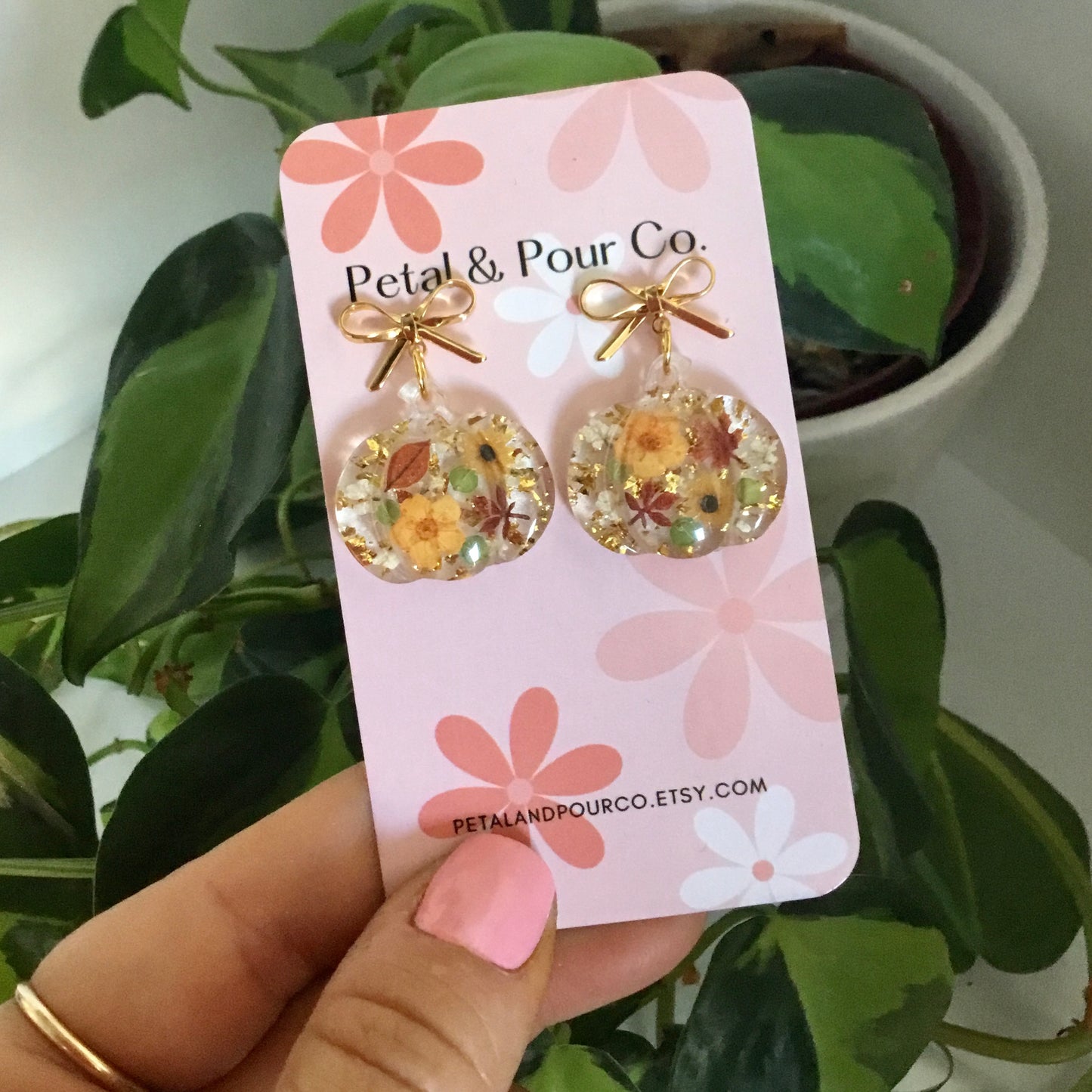 Real Flower Fall Earrings