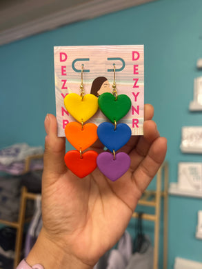 Earrings- Rainbow hearts