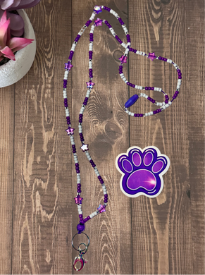 Purple & White Lanyard