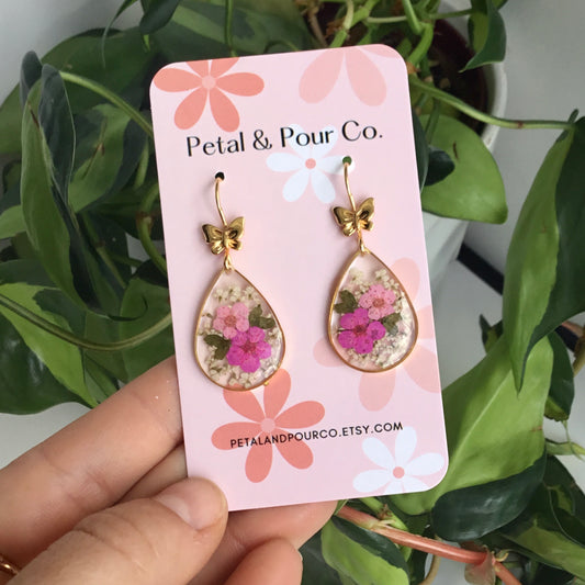 Real Flower Teardrop Earring