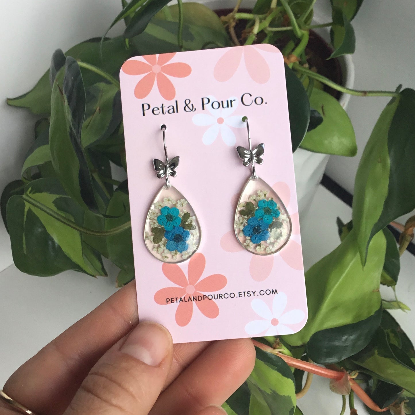 Real Flower Teardrop Earring
