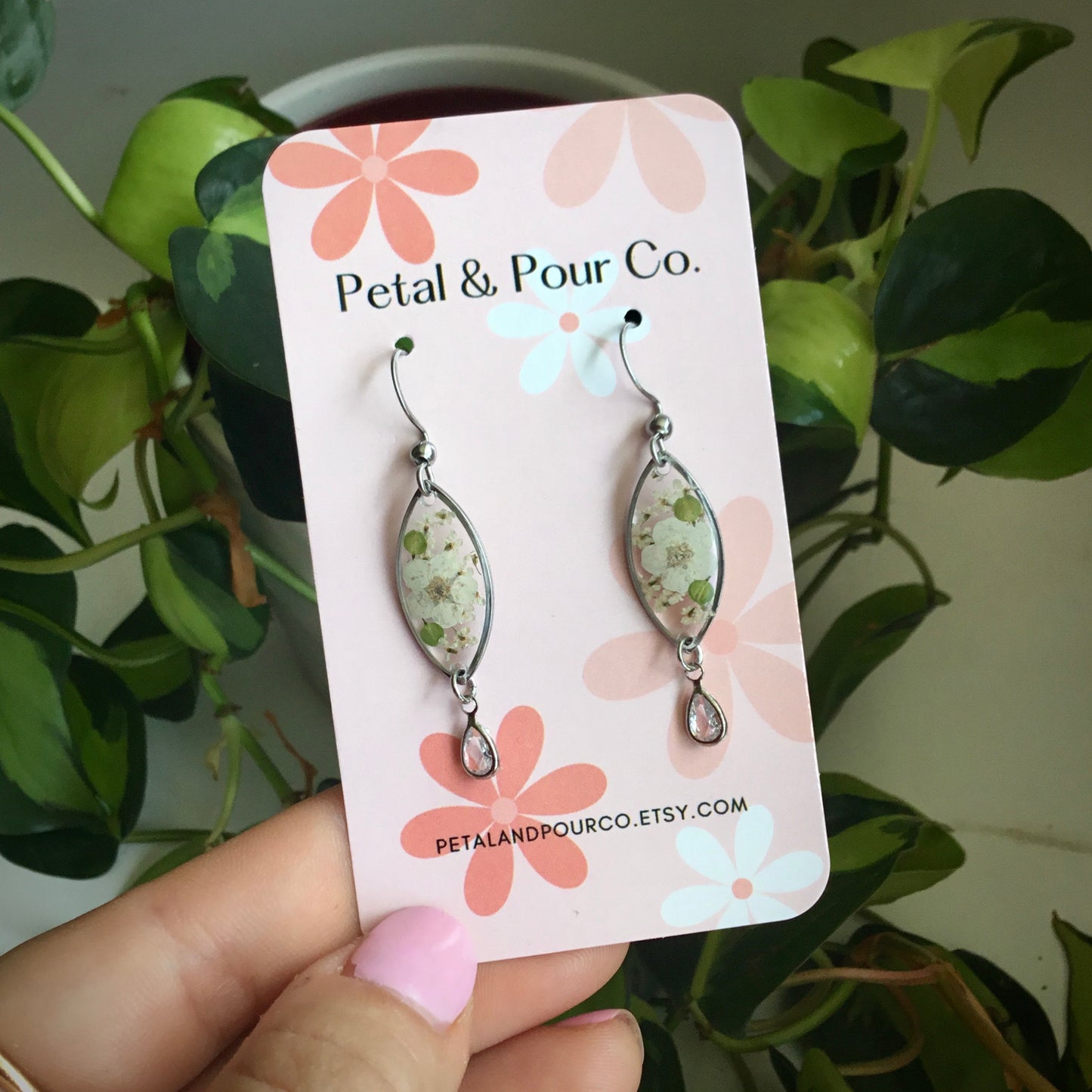 Real Flower Marquee Earring