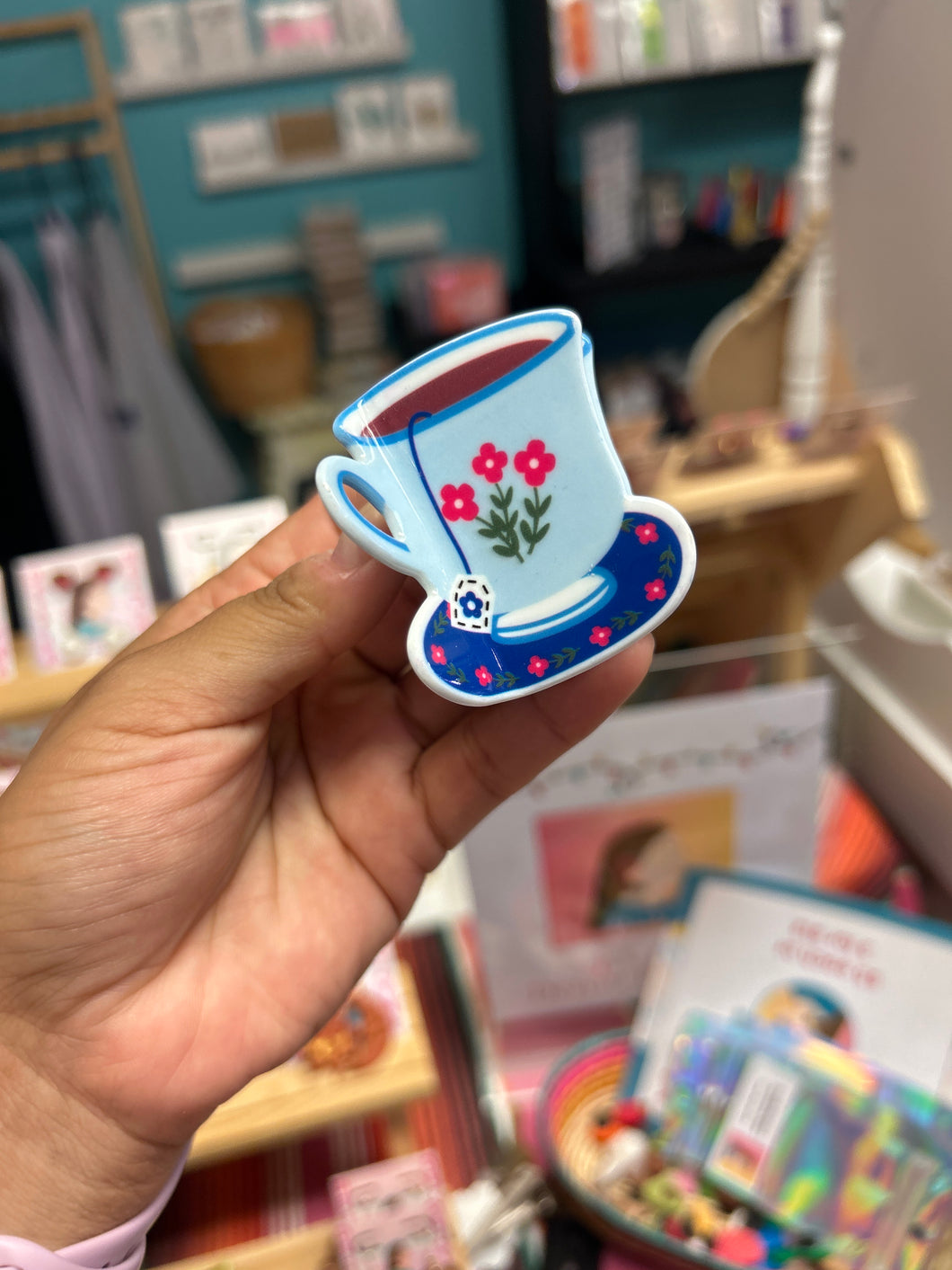 Hair Clips- Blue Teacup