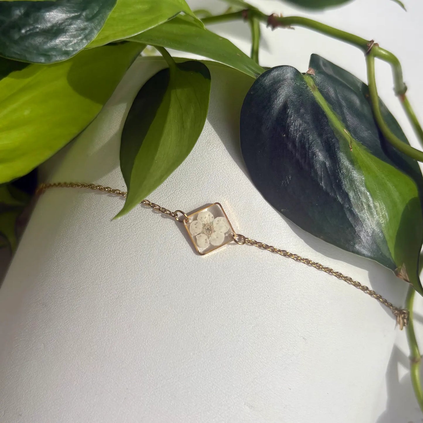 Real Flower Square Bracelet