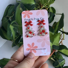 Real Flower Christmas Tree Earrings