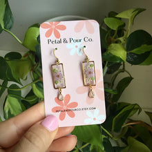 Real Flower Rectangle Earring