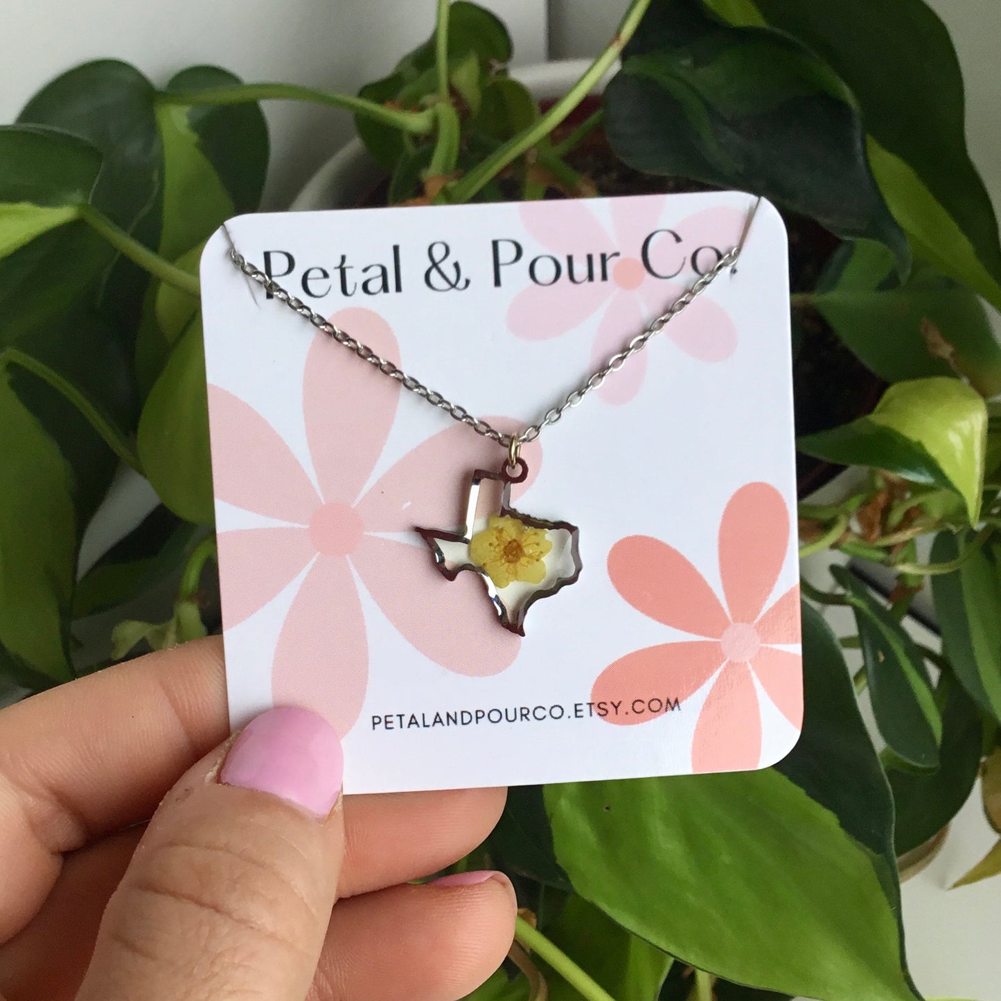 Real Flower Texas Necklace (Silver)