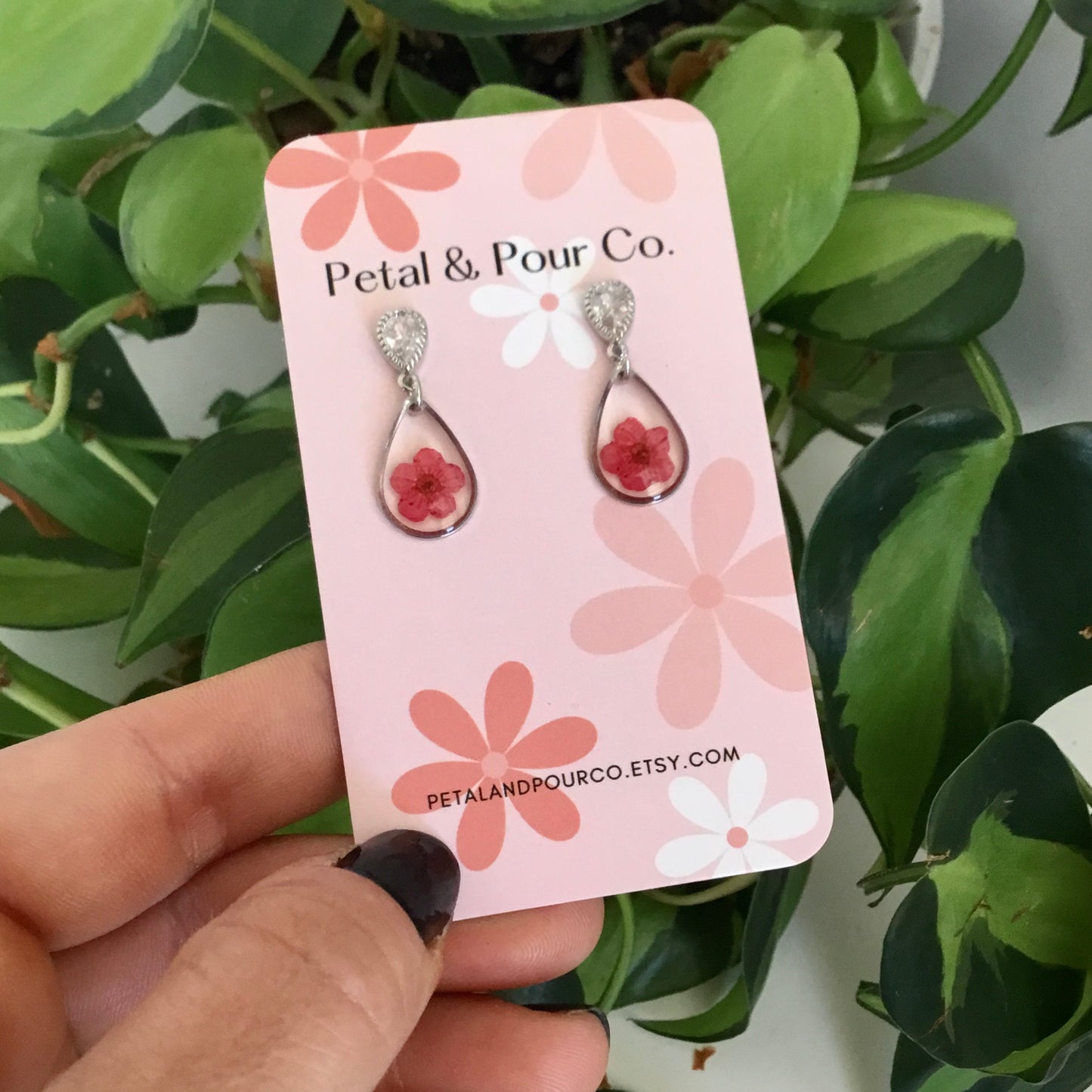 Real Flower Small Teardrop Earring