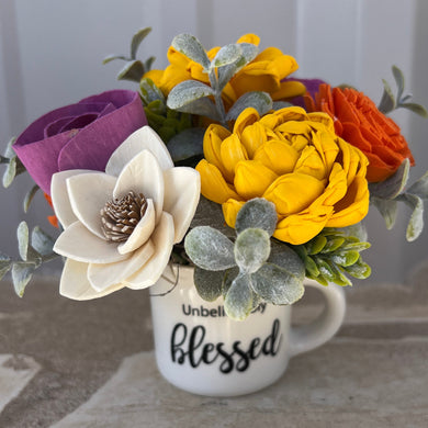 Sola wood flowers in small Cup