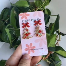 Real Flower Christmas Tree Earrings