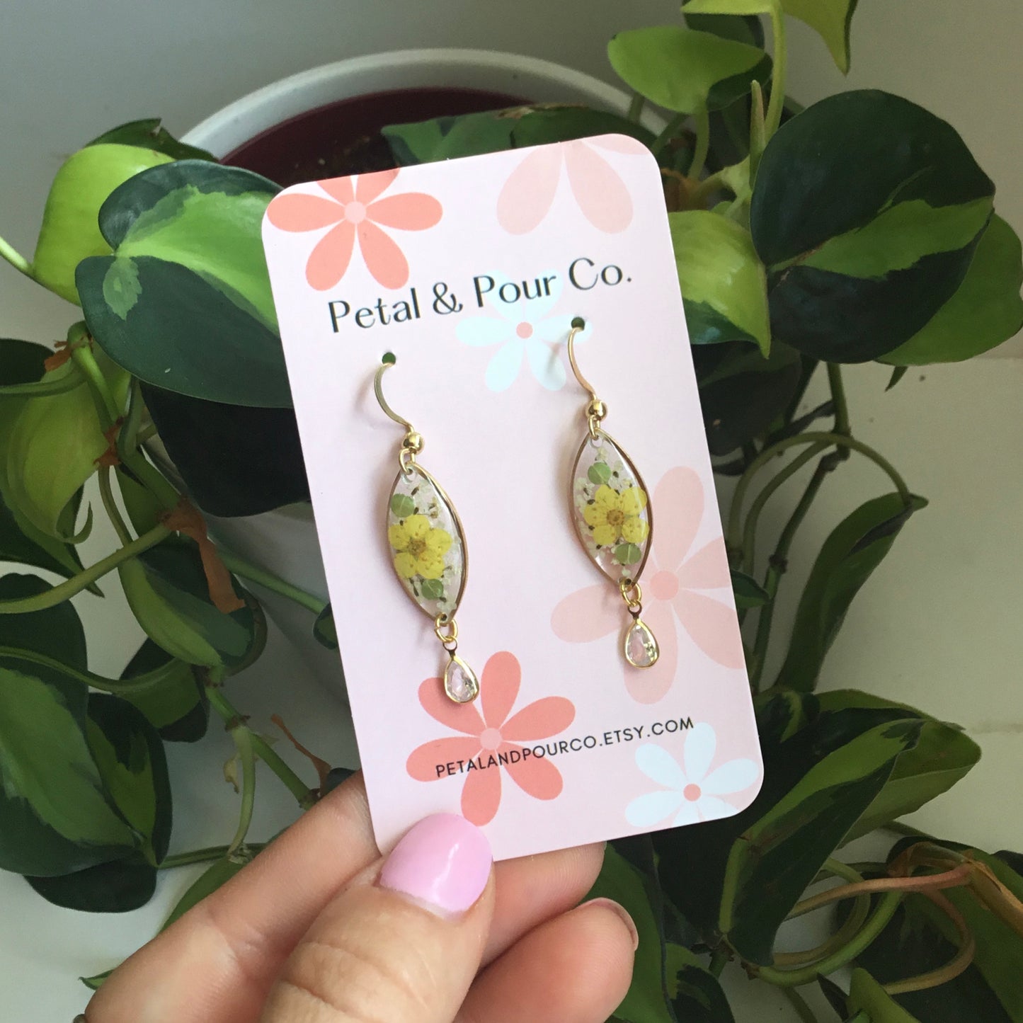 Real Flower Marquee Earring