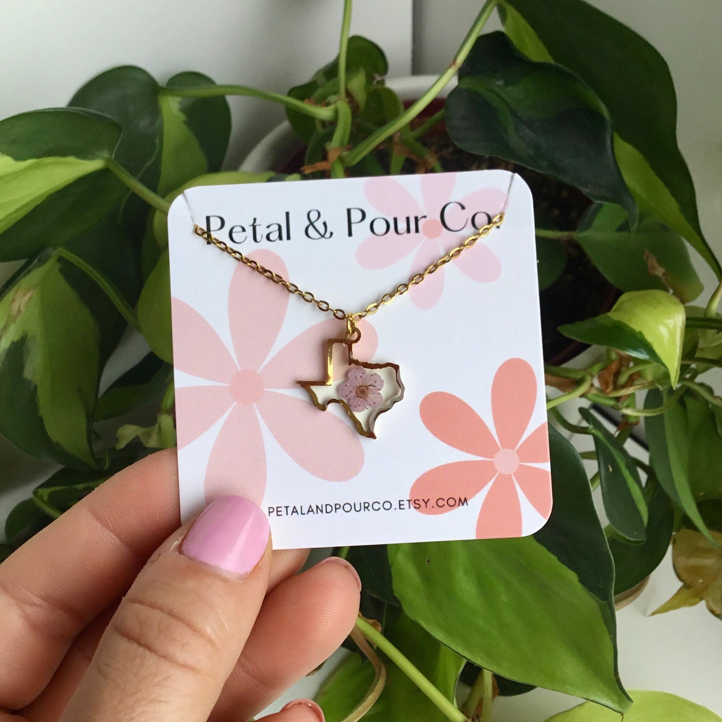 Real Flower Texas Necklace (Gold)