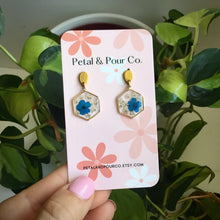 Real Flower Hexagon Earring