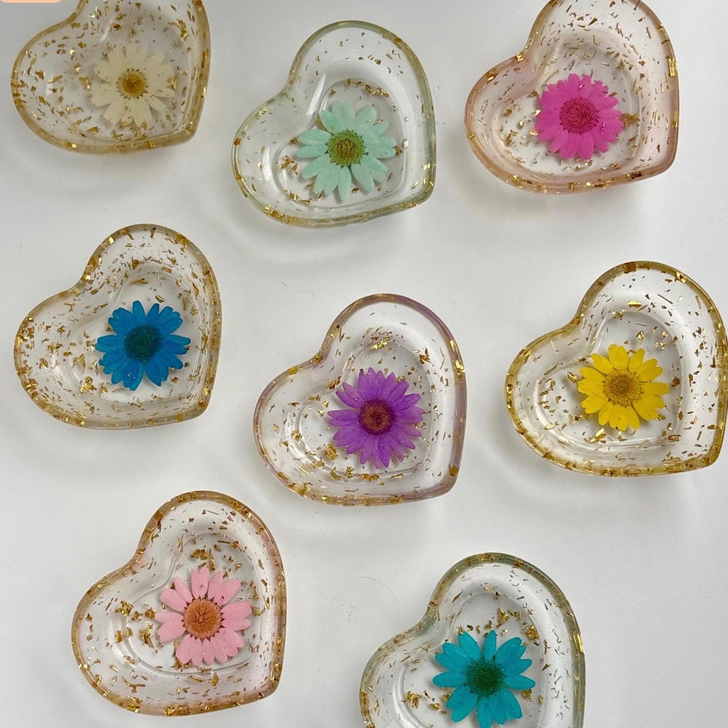Real Flower Heart Jewelry Dish