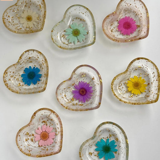 Real Flower Heart Jewelry Dish