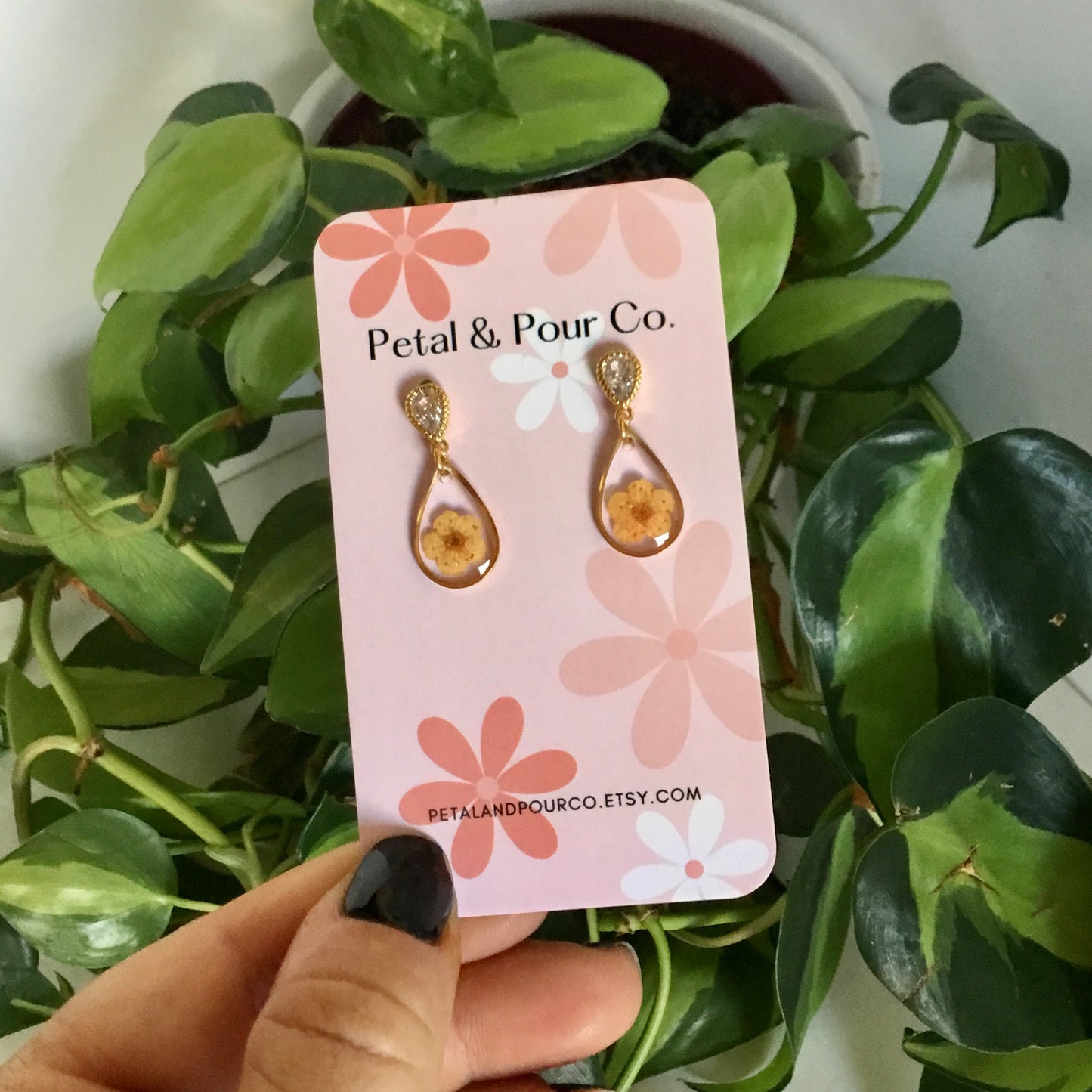 Real Flower Small Teardrop Earring