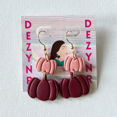 Earrings- Pink and Maroon Pumpkins