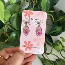 Real Flower Bow Oval Earring