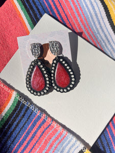 Earrings- Black Western with Red