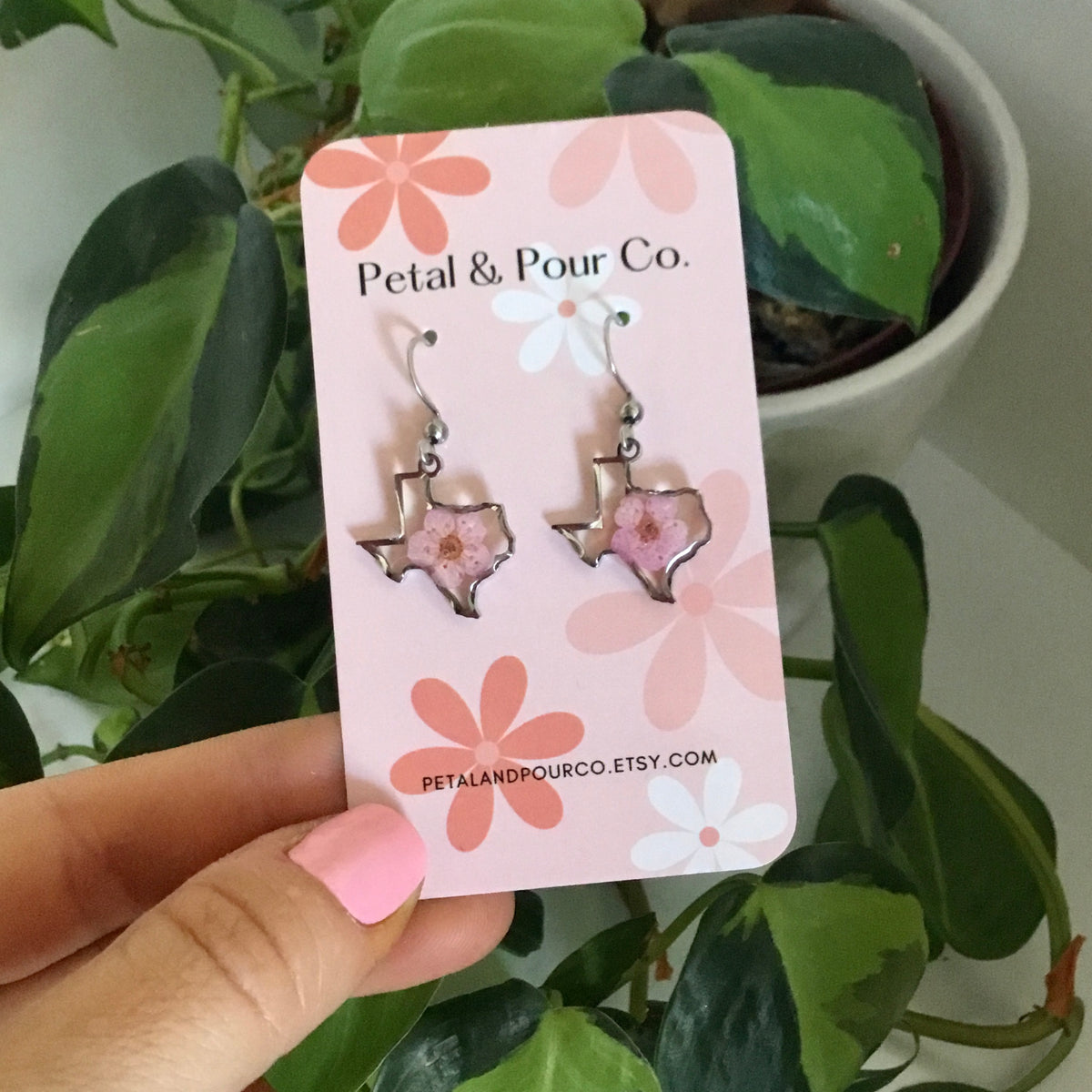 Real Flower Texas Earrings