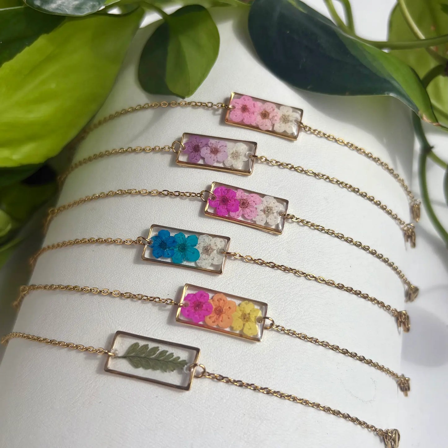 Real Flower Rectangle Bracelet