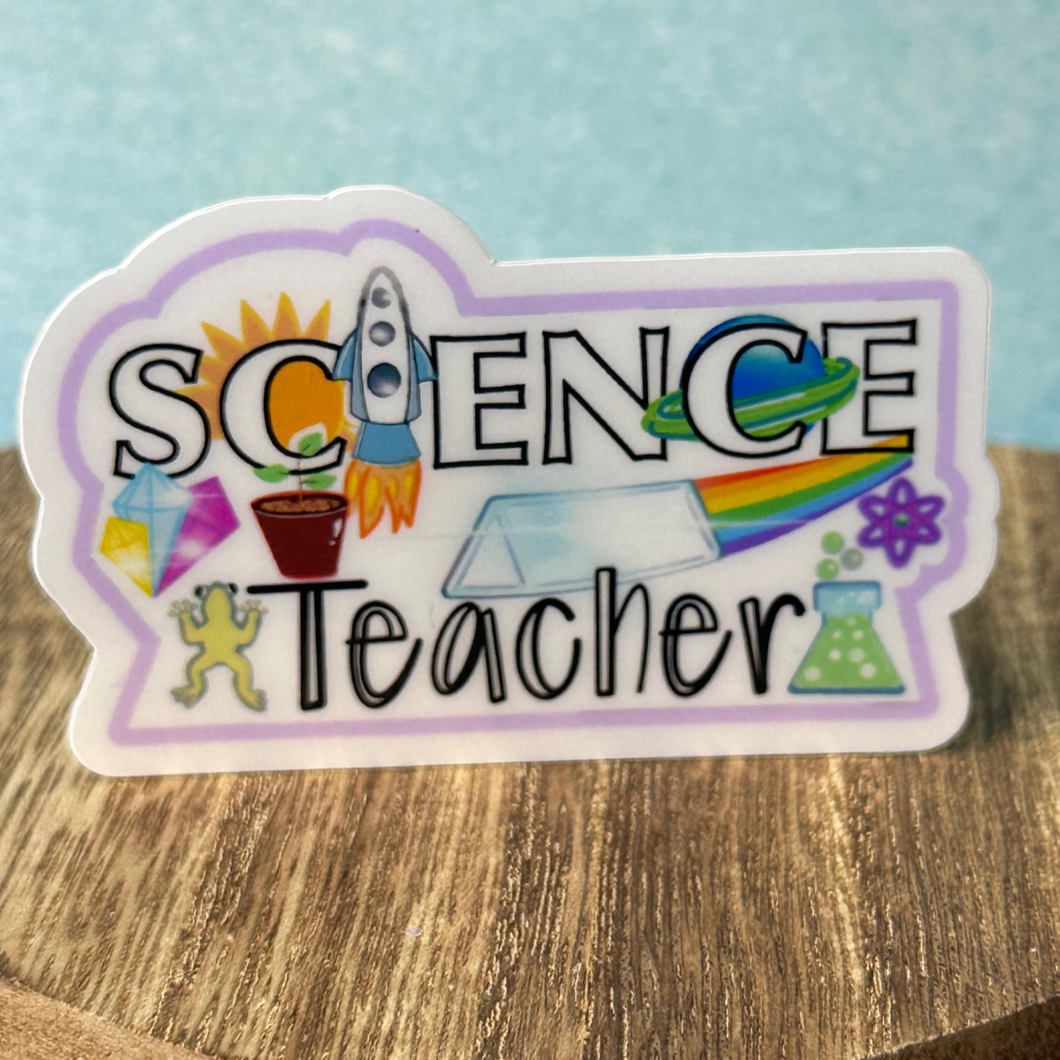 Science Teacher Waterproof Vinyl Sticker, Dishwasher Safe