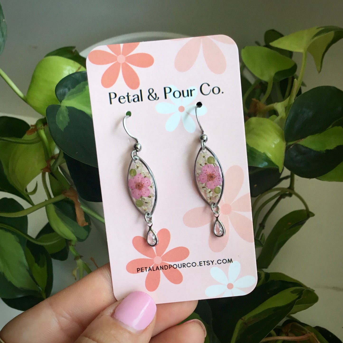 Real Flower Marquee Earring