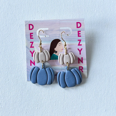 Earrings- Blue and Tan Pumpkins