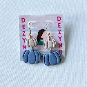 Earrings- Blue and Tan Pumpkins
