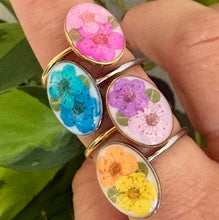 Real Flower Oval Ring