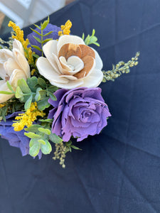 Sola wood floral arrangement in ceramic pot