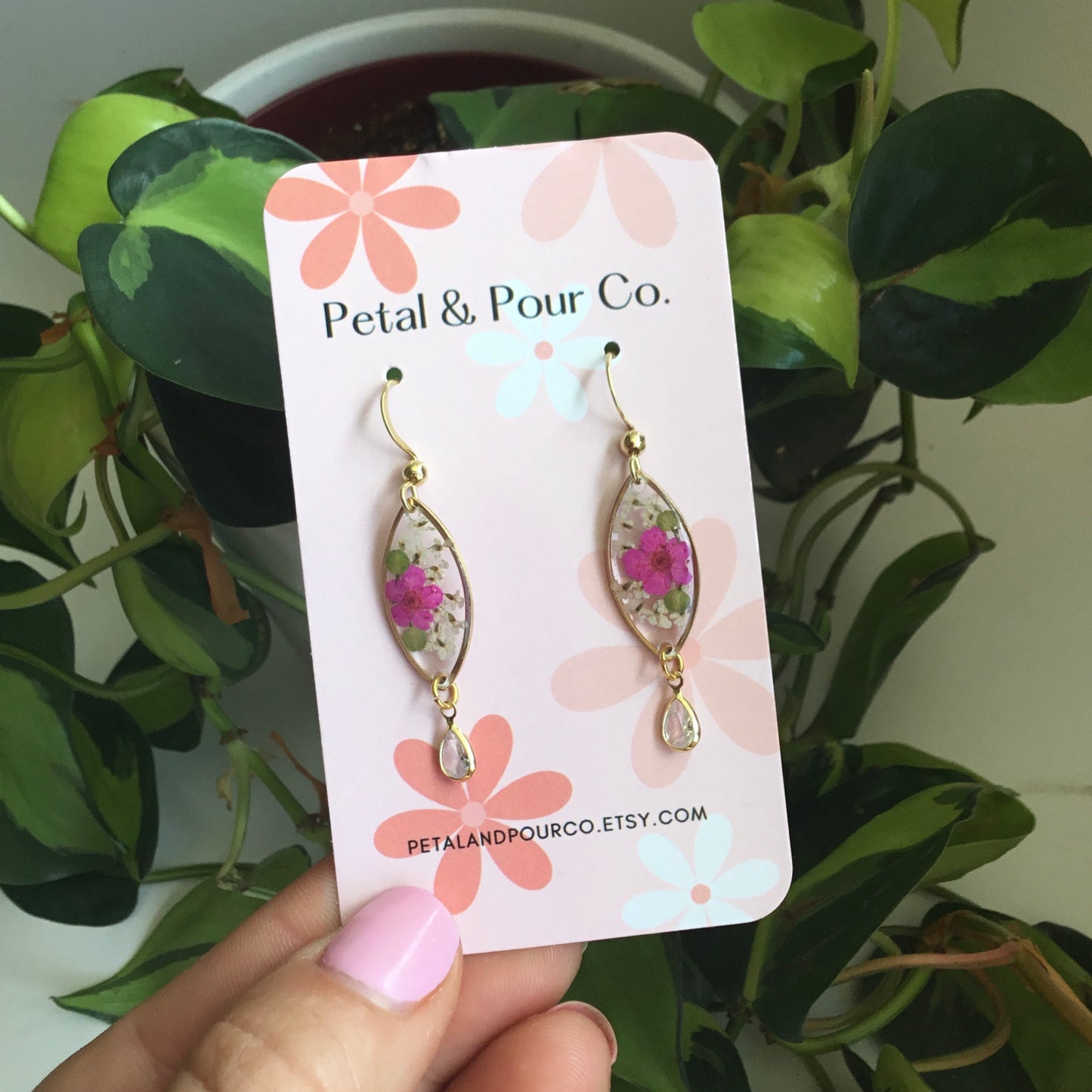 Real Flower Marquee Earring