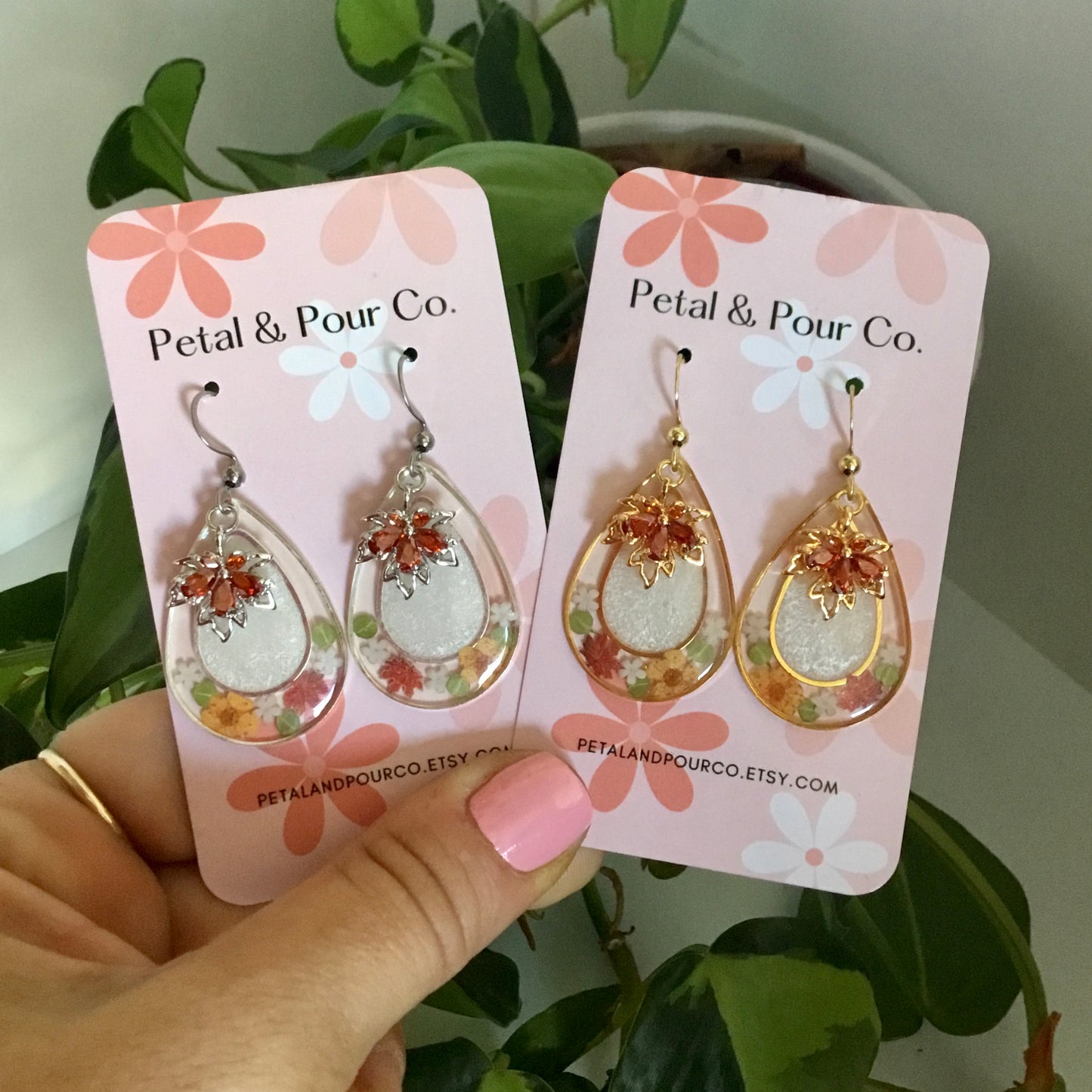 Real Flower Fall Earrings