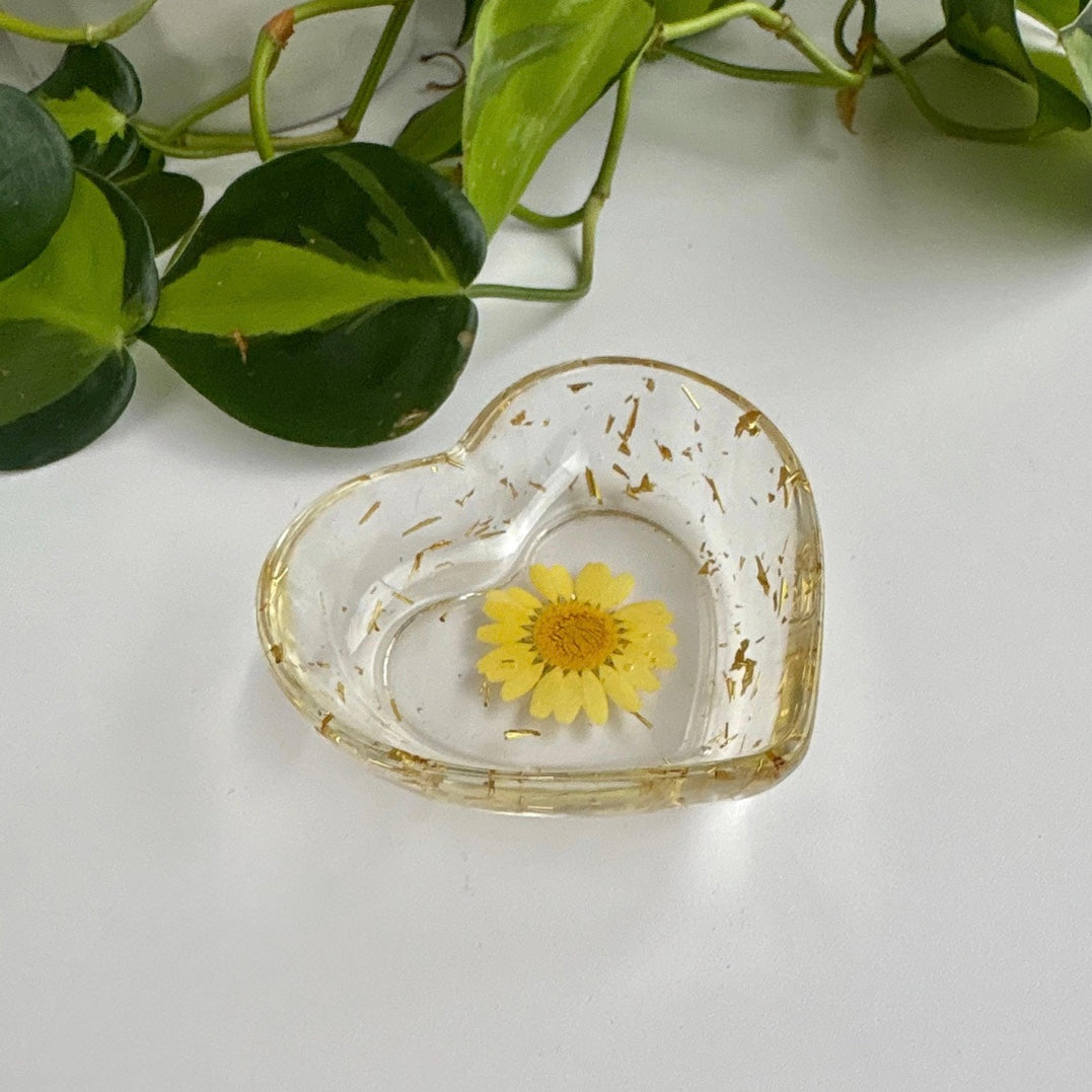 Real Flower Heart Jewelry Dish