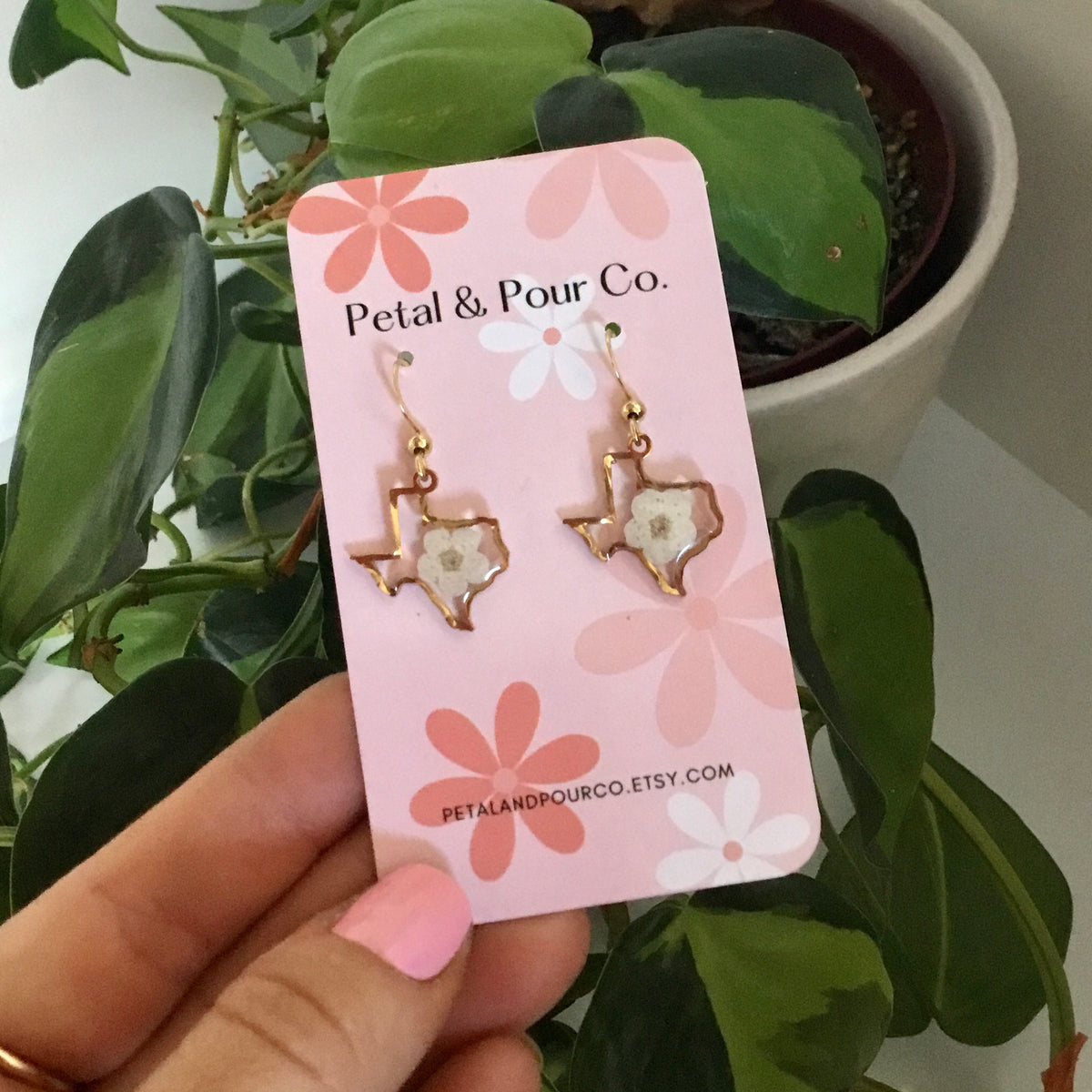 Real Flower Texas Earrings